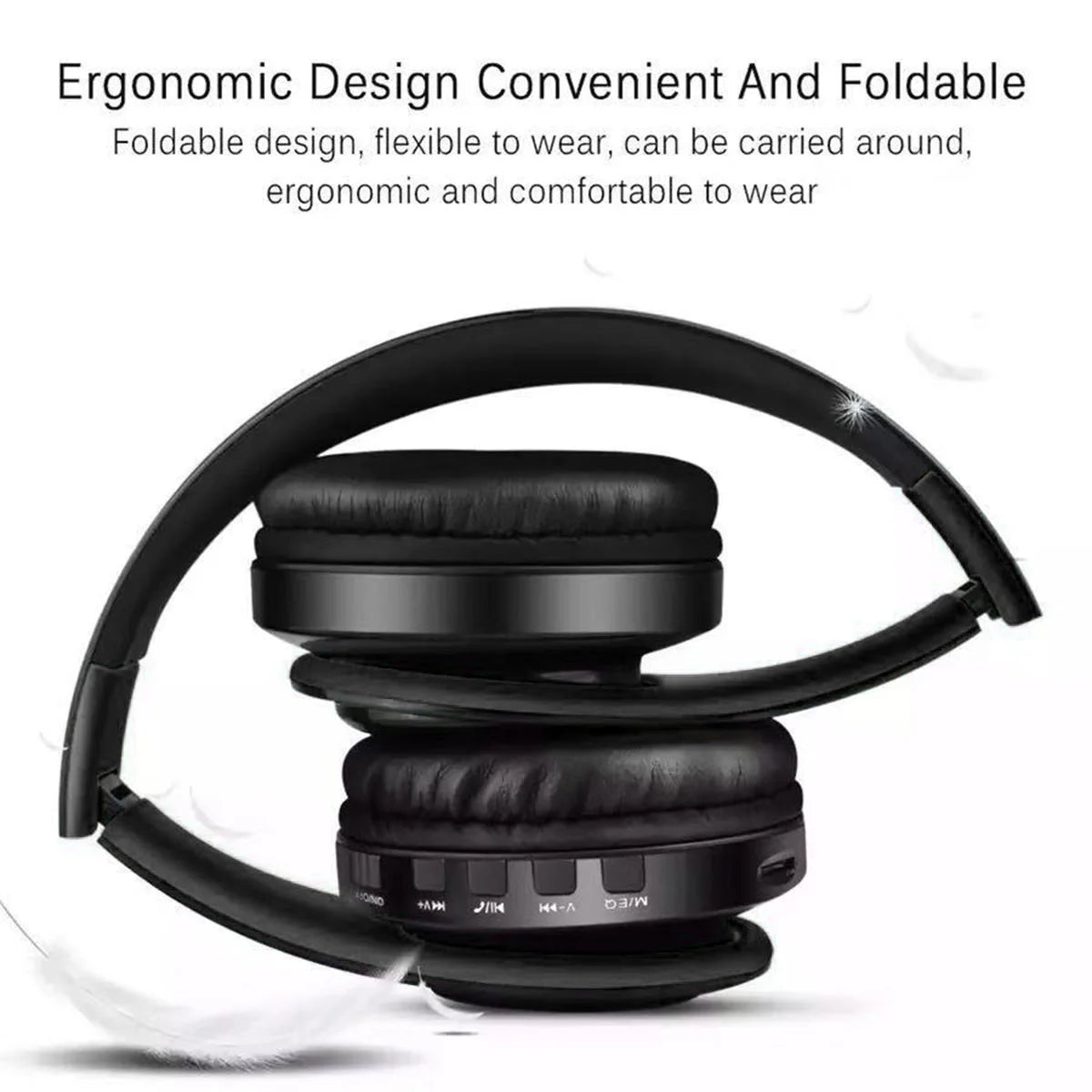 Foldable Bluetooth Noise-Canceling Over-Ear Headphones, Wireless Bluetooth Headphones, Foldable with Microphone Black, B3