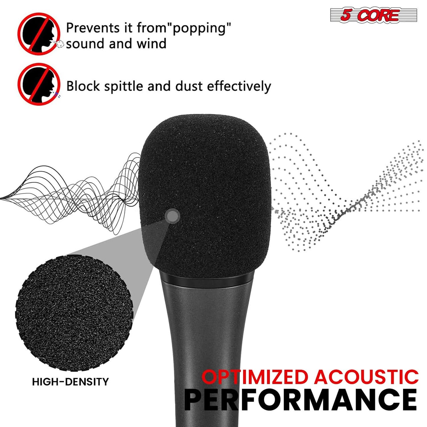 5Core Microphone Cover Soft Foam Mic Windscreen Windproof Sponge for Handheld Mic