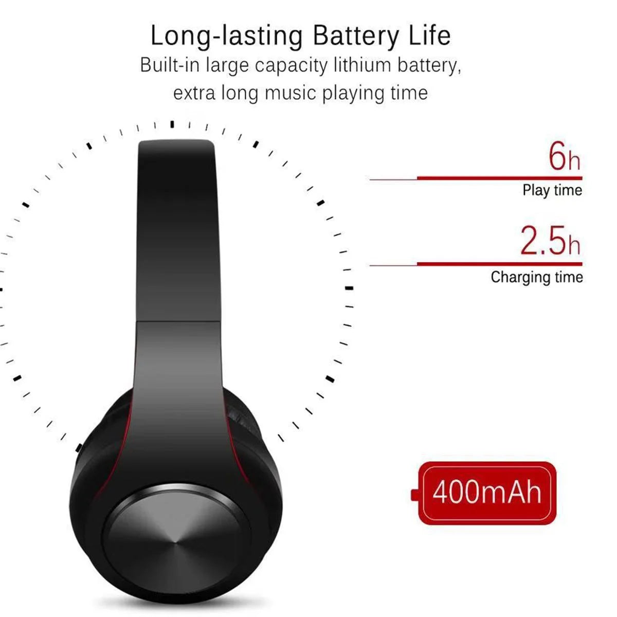 Foldable Bluetooth Noise-Canceling Over-Ear Headphones, Wireless Bluetooth Headphones, Foldable with Microphone Black, B3