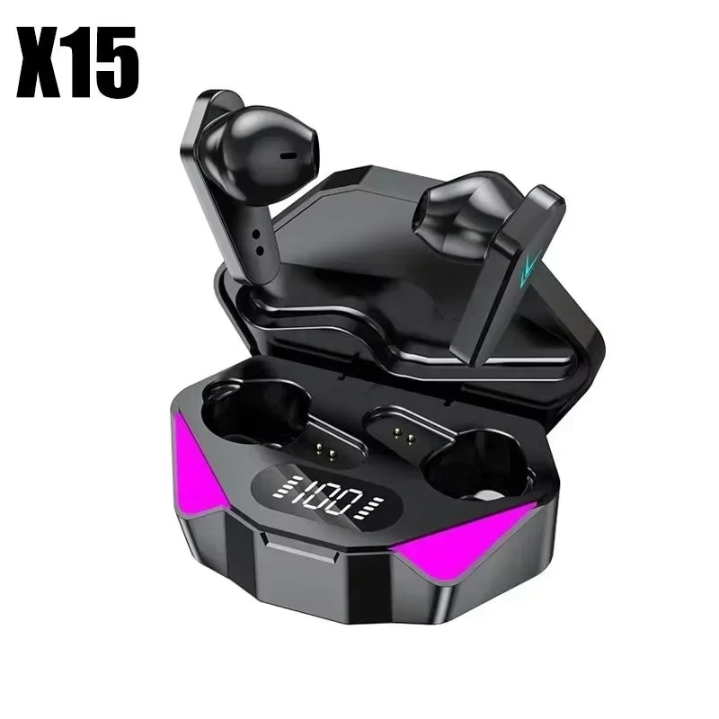 X15 TWS Gaming Earbuds Wireless Bluetooth Earphones with Mic Bass Audio Sound Positioning 9D Stereo Music Hifi Headset for Gamer