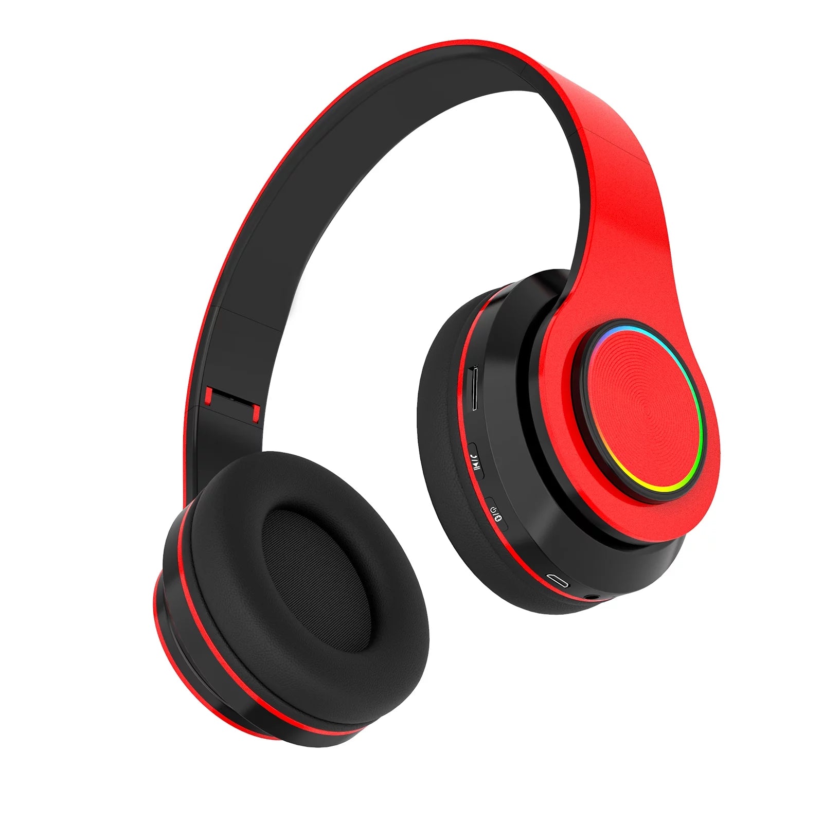 Foldable Over-Ear Bluetooth Singular Wireless Headphones with Mic, Red