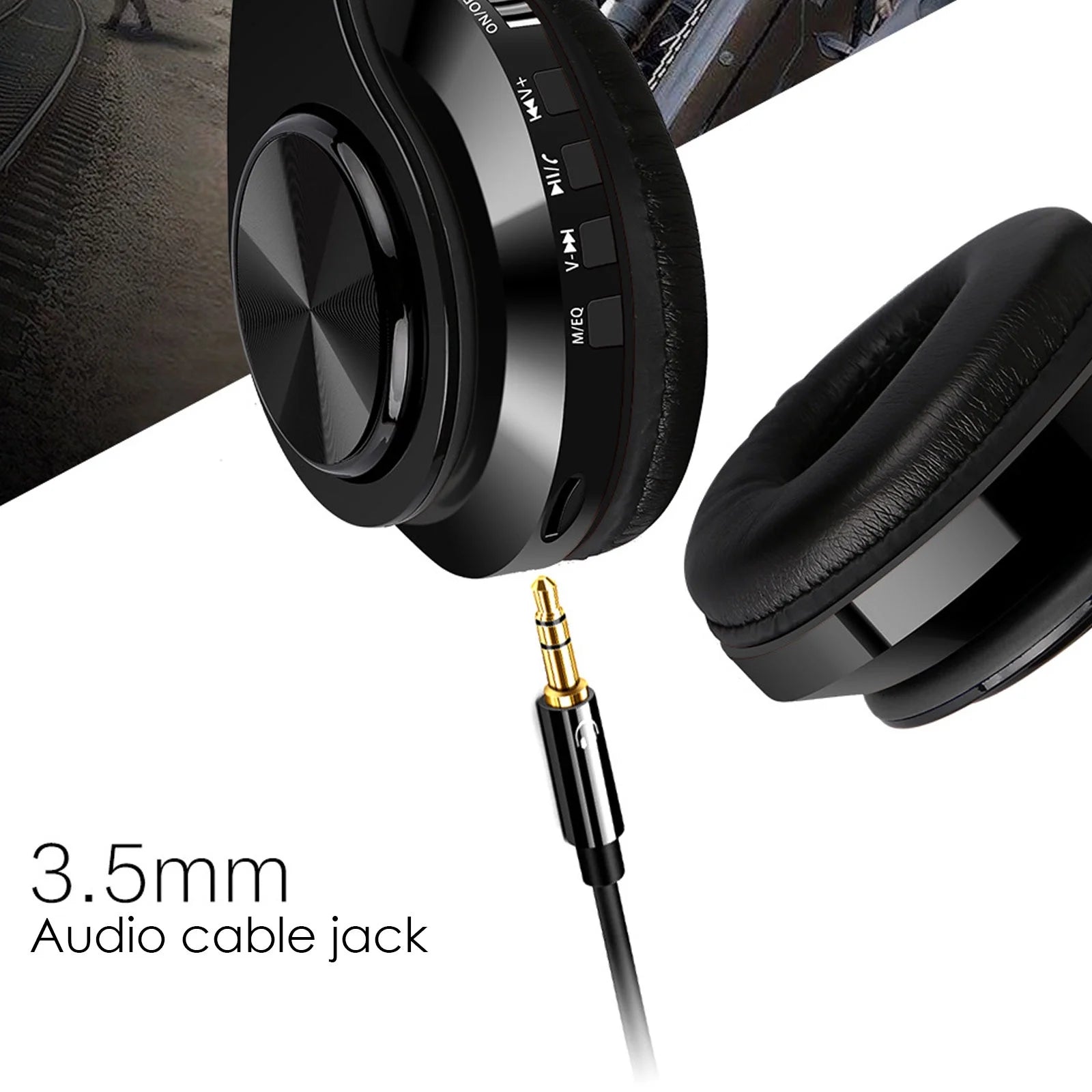 Foldable Bluetooth Noise-Canceling Over-Ear Headphones, Wireless Bluetooth Headphones, Foldable with Microphone Black, B3